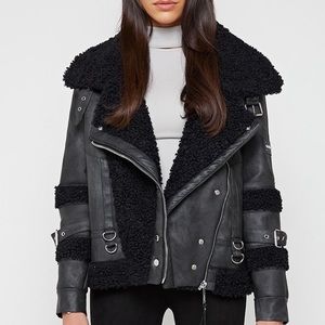 SHEARLING VEGAN LEATHER JACKET Maniere de Voir